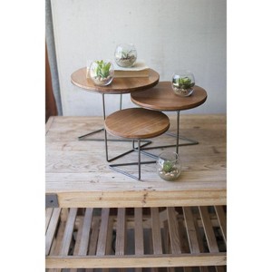 Round Wire Display Risers – Set of 3 with Wooden Tops by Kalalou - 1 of 3