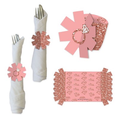 Big Dot of Happiness Bride Squad - Rose Gold Bridal Shower or Bachelorette Party Paper Napkin Holder - Napkin Rings - Set of 24