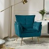 Jonat Contemporary Velvet Wooden Upholstered Armchair with Metal Legs for Bedroom and Living Room | ARTFUL LIVING DESIGN - 3 of 4