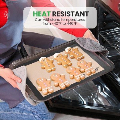 Nutrichef Beige and Black Silicone Non-stick Baking Mats, 24.4 x 16.5 Inches