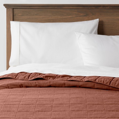 Full/queen Space Dyed Cotton Linen Quilt Cognac - Threshold™ : Target