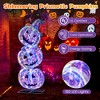 Tangkula 3.4 Ft Halloween Decorations Light up Stacked Pumpkins Standing Prismatic Iridescent - 4 of 4