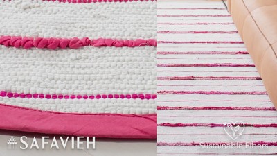 Ivory Ikat Tie-Dye Effect 6' Square Handwoven Cotton Rug