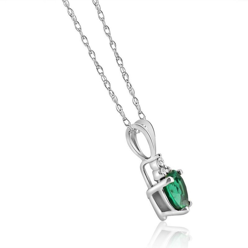 Pompeii3 Emerald & Diamond Heart Pendant Necklace in 14k White or Yellow Gold, 3 of 5