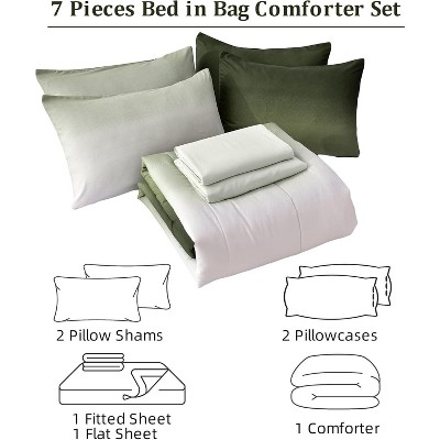 Der Rose BALHAM TRADE-7 Pieces King Comforter Set All Season Lightweight Gradient Dark Green Down Bedding Blue-Queen 90"x90" — фото 2