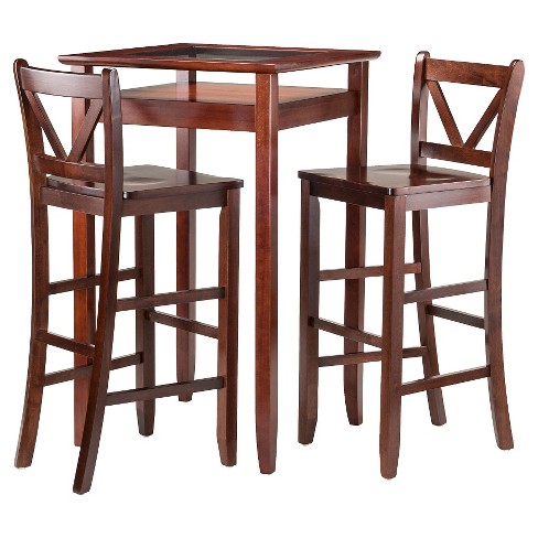 3pc Halo Bar Height Dining Set Wood/Walnut- Winsome - image 1 of 3