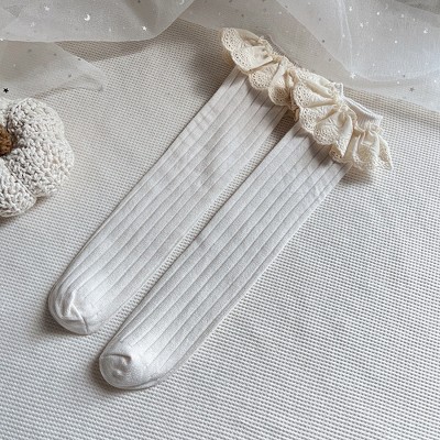 MyKids-USA Baby Kids Girls Lace Trim Patchwork Design Breathable Stocking Socks