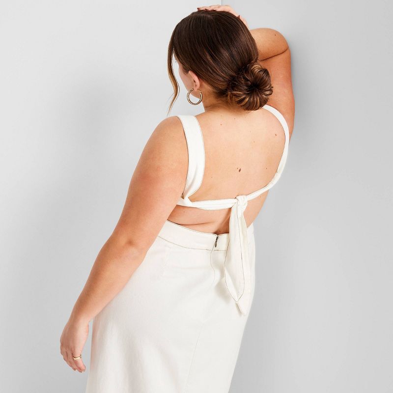 Women's Sleeveless Tie-Back Ecru Denim Midi Dress - Future Collective™ with Jenny K. Lopez Cream, 3 of 11