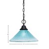 Toltec Lighting Any 1 - Light Pendant in  Matte Black with 12" Teal Crystal Shade - 2 of 2