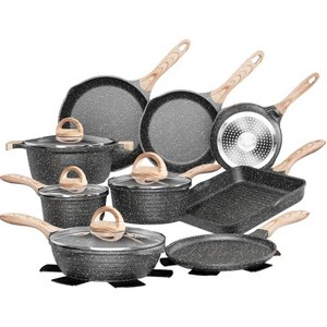 Aoibox 23-Piece Non-Stick Cookware Set with Frying Pans, Saucepans, Saut¨¦ & Griddle Pan, PFOA, PFAS, PFOS Free for Healthy Cooking on All Stovetops - 1 of 4