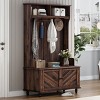 FURNIinspire Hall Trees Clothes Rack Hall Tree With 4 Hooks , Coat Hanger, Shoe Storage, Entryway Bench For Entrance, Hallway, Brown, 17.7"*40.1"*65" - 2 of 4