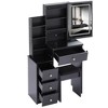 Small Size Left Bedside Cabinet Vanity Table + Cushioned Stool, 2 AC+2 USB Power Station, Hair dryer bracket - 3 of 4