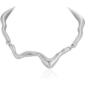 Liquid Metal Choker Necklace - Irregular Geometric Chunky Grunge Jewelry for Women - 1 of 4