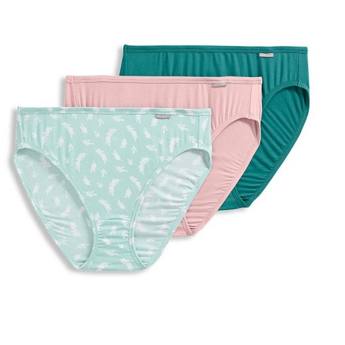 Jockey Women's Underwear Elance French Cut Size 7 Pack of 3 Teal & Floral  Print 