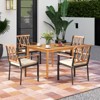 Costway 5 PCS Patio Acacia Wood Dining Set with Soft Seat Cushions Umbrella Hole for Yard - 4 of 4