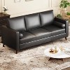 Clearance, Leather Couch, Mid Century Modern 3-Seater Sofa, Faux Leather, Deep Seat, Easy-Clean, for Apartment/Home/Office - 3 of 4