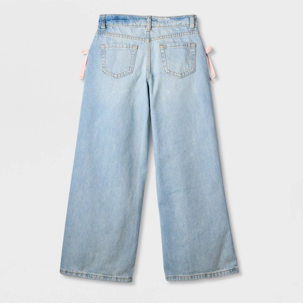 Jeans de pierna ancha con rayas rosas de tiro medio para niña - Cat & Jack™ Lavado claro 3
