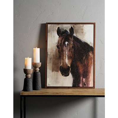 Framed Brown Horse Canvas Wall Art 31.5"H