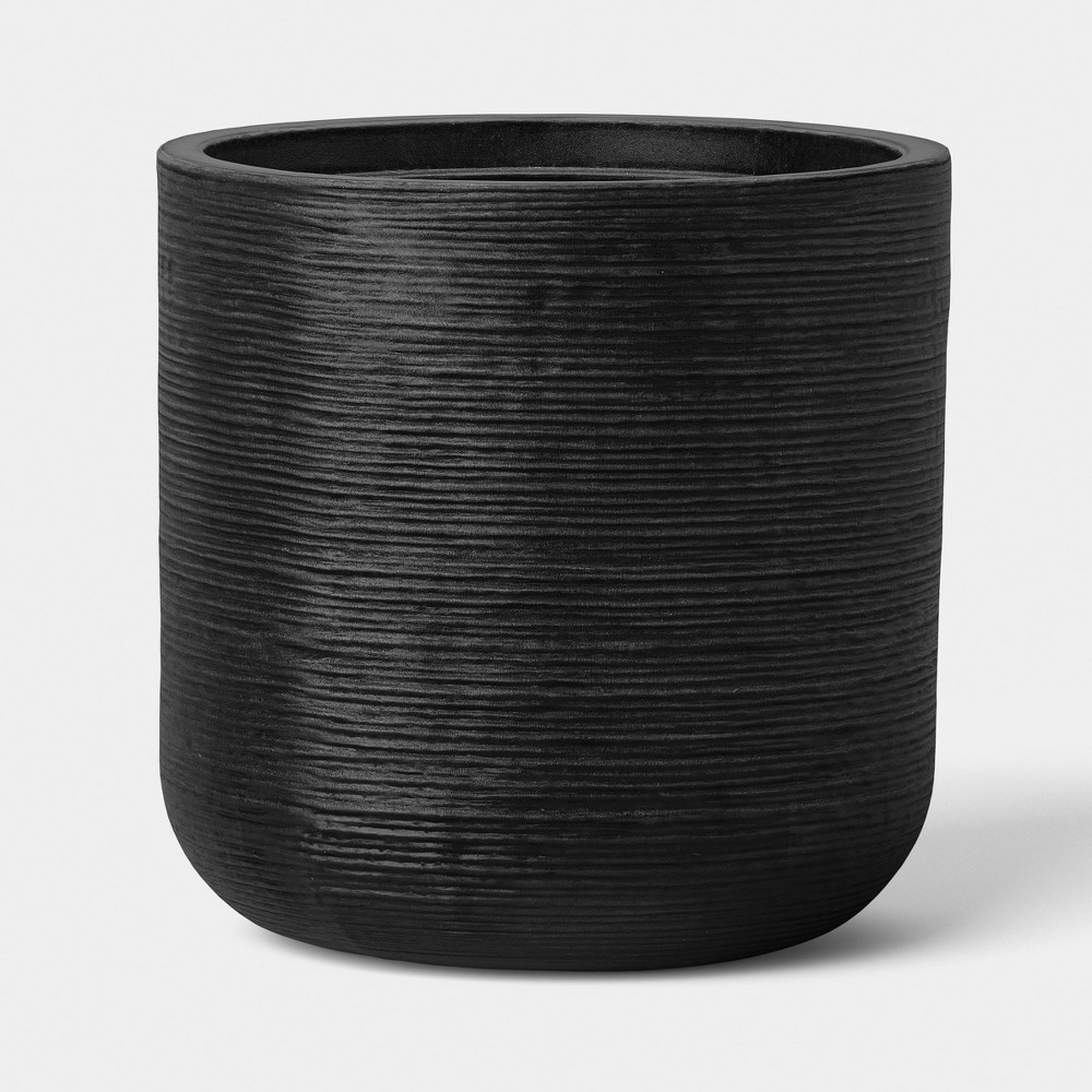 Fluted Outdoor Planter Black 12" - Threshold™