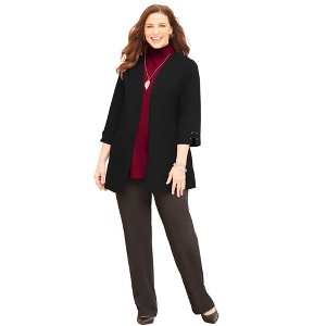 Catherines Women's Plus Size Petite Suprema 3/4-Sleeve Cardigan - 1 of 4