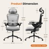 Lyngins Ergonomic Office Chair, High-Back Desk Chair with Adjustable Lumbar Support & Headrest, Mesh Computer Chair with Soft Flip Up Arms - 2 of 4