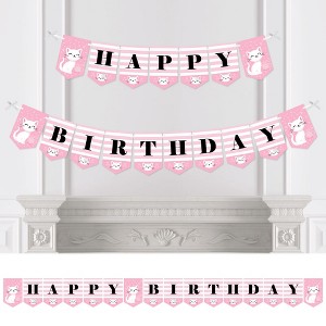 Big Dot of Happiness Purr-fect Kitty Cat - Kitten Meow Birthday Party Bunting Banner - Birthday Party Decorations - Happy Birthday - 1 of 4