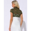 INSPIRE CHIC Women's Lace Stand Collar Pearl Button Short Sleeve Cropped Shrug - 4 of 4