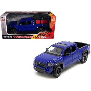2024 Toyota Tacoma TRD Off-Road Edition Pickup Truck Blue Metallic with Bed Camper 1/24 Diecast Model Car - 1 of 4