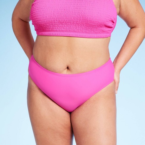 Women's Mid-Rise Full Coverage Bikini Bottom - Wild Fable™ Pink X