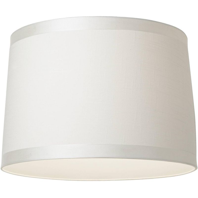 Springcrest White Fabric Medium Drum Lamp Shade 15" Top x 16" Bottom x 11" High (Spider) Replacement with Harp and Finial, 4 of 10