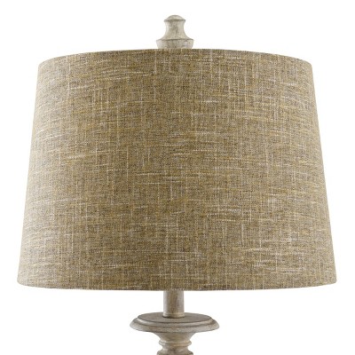 Ivory Distressed Polyresin Table Lamp with Taupe Shade