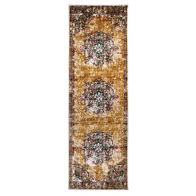 Abstract Distressed Non-Slip Indoor Washable Area Rug or Runner by Blue Nile Mills