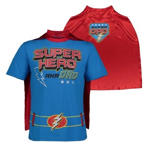 Funstuff Fathers Day Super Hero Dad Adult Graphic T-Shirt & Cape  - 1 of 4