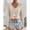 Women's Casual Tie-Front Cardigan - Lightweight Long Sleeve Knit Sweater with Chest Tie Detail - 4 of 4