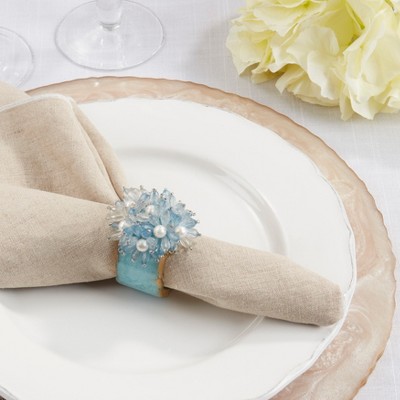 Turquoise Floral Iron Napkin Rings Set of Four