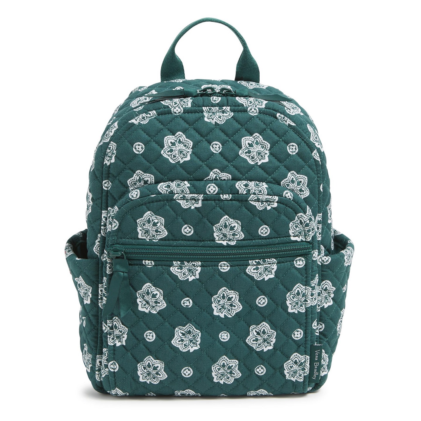 Vera Bradley Women's Cotton Small Backpack Bandana Paisley - Silver and Black, цвет: Зелёный — фото 1