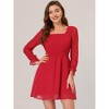 Allegra K Women's Swiss Dots Puff Square Neck Smocked Waist Chiffon Dress - 2 of 4