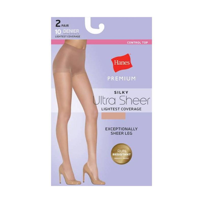 Hanes Premium Women's 2pk Ultra Sheer Light Coverage Pantyhose, 2 of 3