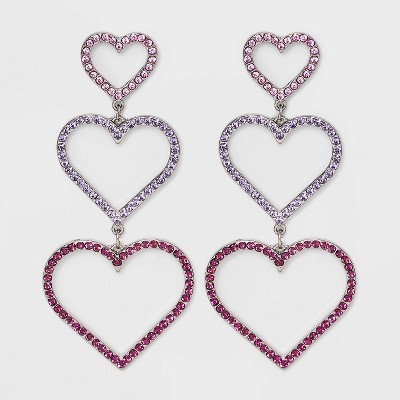 Acrylic Heart Drop Earrings - Dark Pink : Target