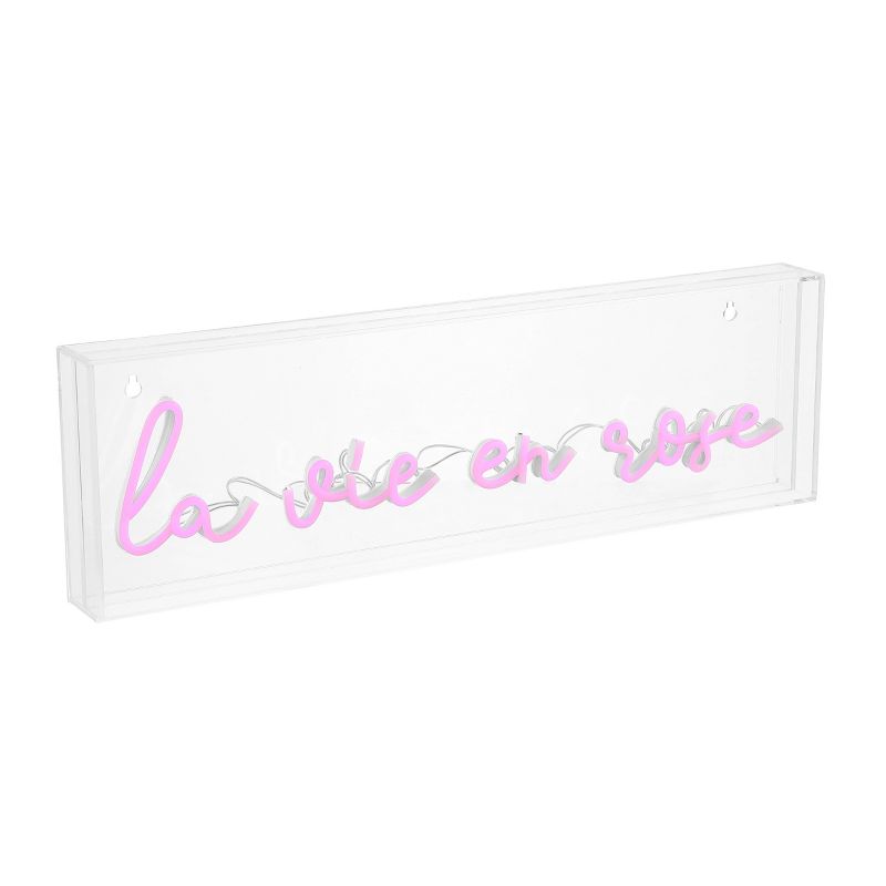 20&#34; x 6&#34; La Vie En Rose Contemporary Glam Acrylic Box USB Operated LED Neon Light Pink - JONATHAN Y, 2 of 7