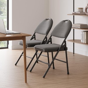 Metal Foldable Chair with Cushion and Non-Slip Feet Pads, Linen Party Chairs for Indoors and Outdoors, Meeting Room - 1 of 4