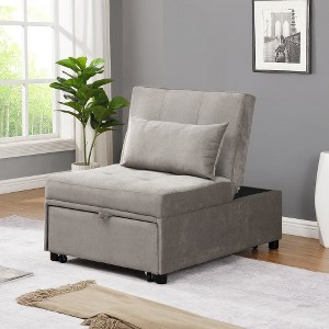 4 in 1 Adjustable Footstool Bed Stool Guest Sofa Chair, Modern Sleeper Sofa Guest Bed - 1 of 4