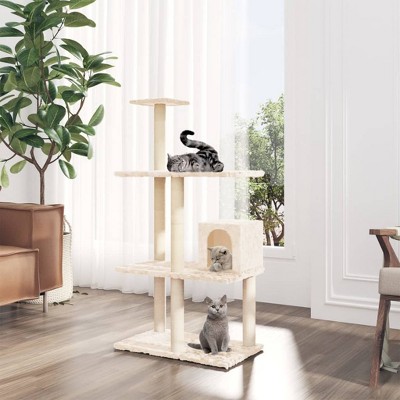vidaXL Cat Tree Cream Engineered wood, plush, sisal Built to Last