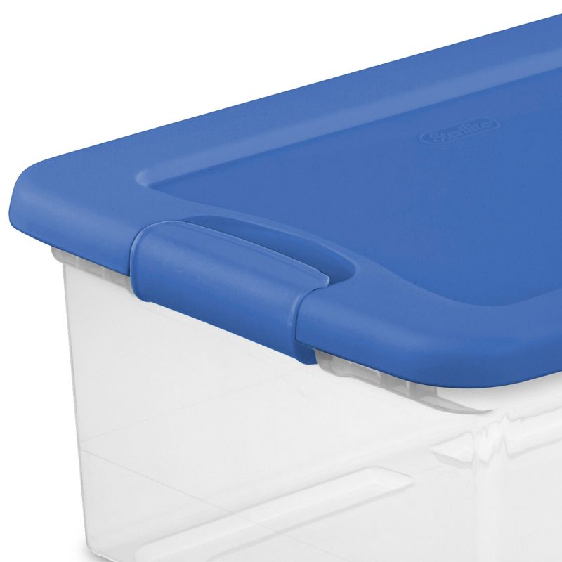 Sterilite 15 Quart Clear Plastic Stackable Storage Bin Container Box with Latching Lid for Home or Office Organization, Blue Summer, 5 of 8