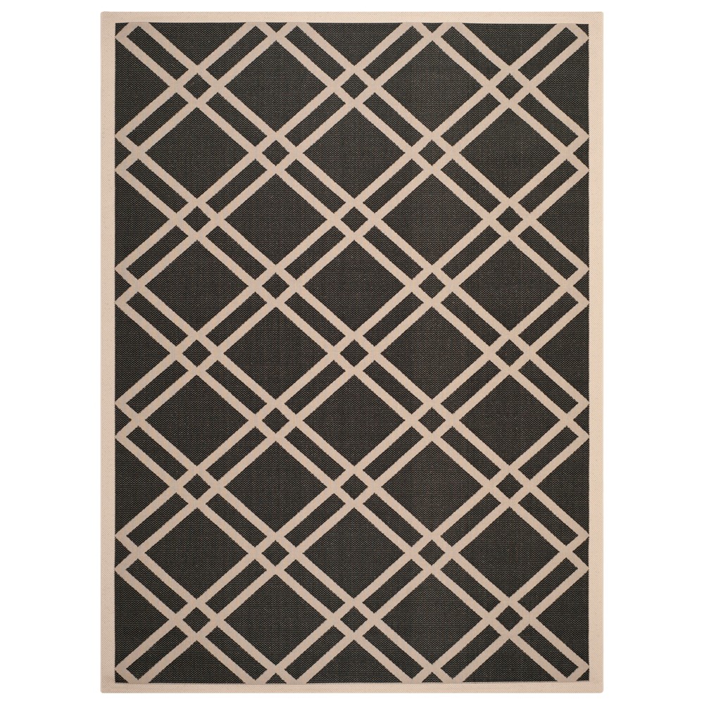  Rectangle Lourdes Outdoor Patio Rug Black/Beige