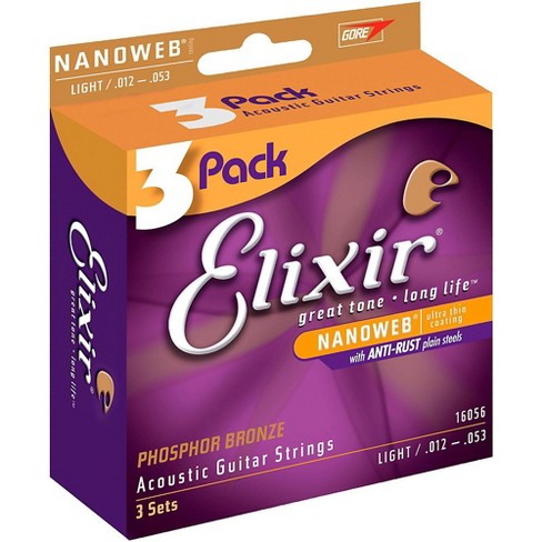 Elixir Light Nanoweb Phosphor Bronze Acoustic Guitar Strings Target