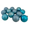 Northlight Shatterproof 4-Finish Christmas Ball Ornaments - 6" (150mm) - Turquoise Blue - 12ct - 2 of 3
