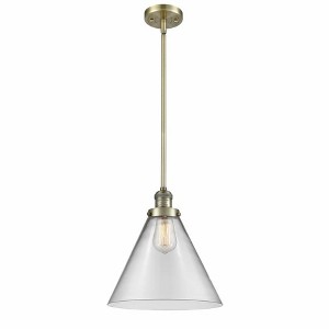 Cone - 1 Light Stem Hung Mini Pendant In Industrial Style-16 Inches Tall and 12 Inches Wide - 1 of 1