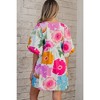 Amaryllis Women's Oversized Floral Mini Dress Boho V-Neck Balloon Sleeve Tiered Flowing Babydoll Dress - 3 of 4