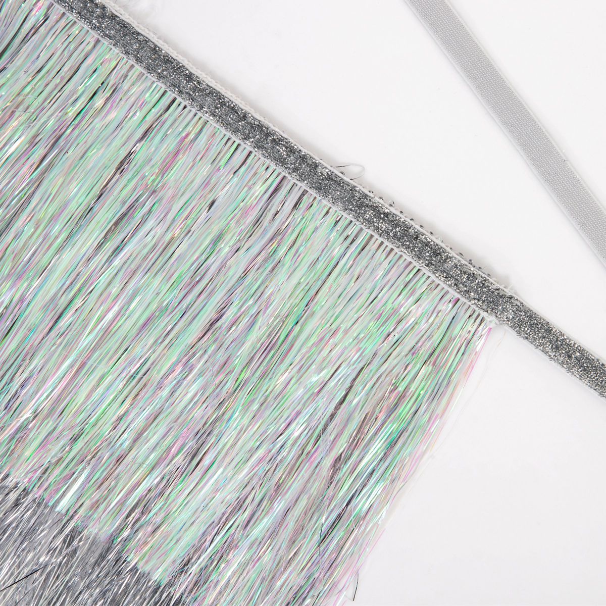 Meri Meri Silver Iridescent Tinsel Fringe Garland (10' with excess cord - Pack of 1) - thumbnail 2